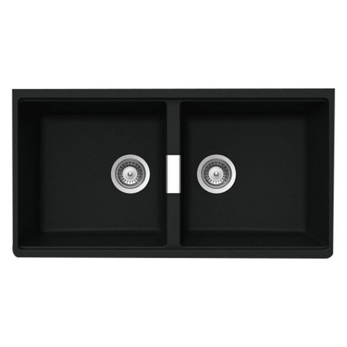 SINK SCHOCK ABEY U/MOUNT DBL N200UB BLK [133477]