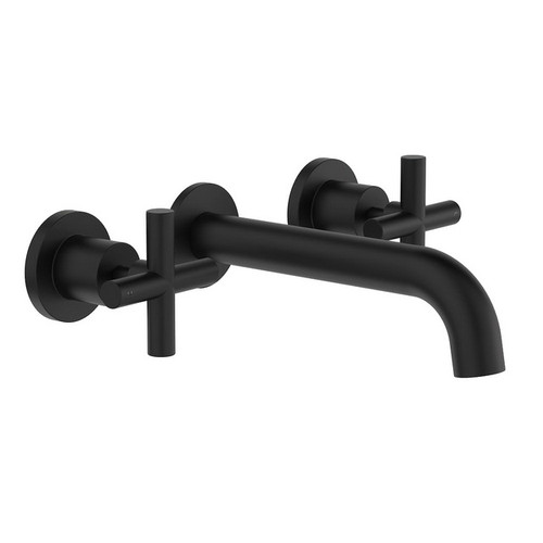 Cross Wall Basin/Bath Set 180mm Spout Matte Black 5Star [156749]