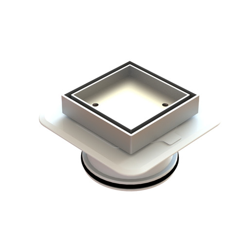 Bermuda Square Tile Insert Floor Waste with 100mm Megaflex Flange Chrome [139677]