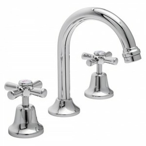 Easyclean Basin Set w/Gooseneck Spout & Handle & Button Chrome 4Star [133300]