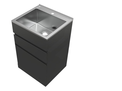 Excellence Soft Close 2 Drawer System Laundry Unit 45L Stainless Steel Matte Black 1TH [181039]