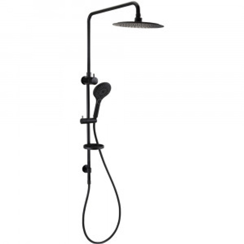 Winton Dual Round Shower Head w/Hand Held & Hose Black 3Star [167779]