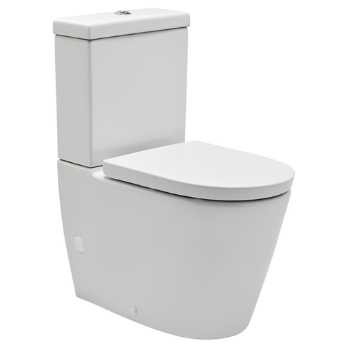 Venezia Close Coupled Xtra Ambulant Rimless Flush to Wall Suite Includes Soft Close Urea Seat & Standard Connector White 3Star [201022]